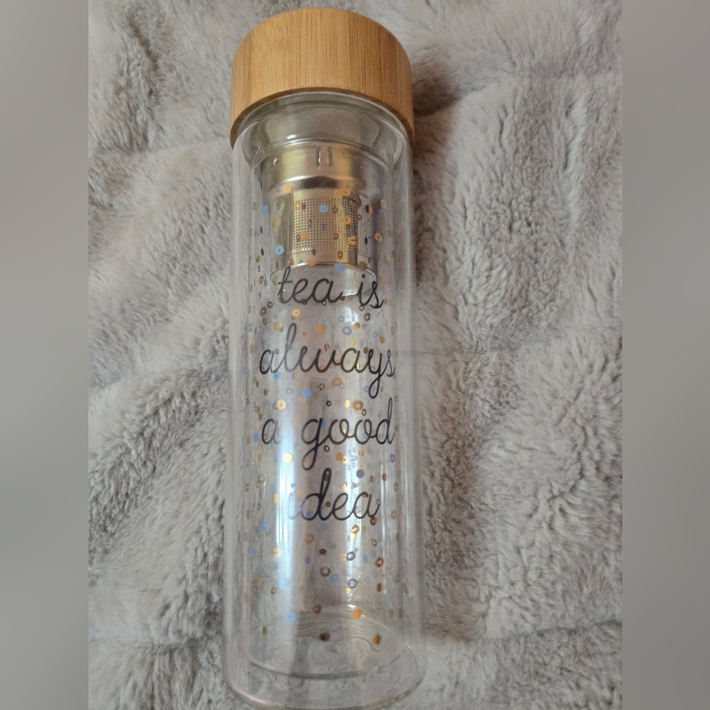 Glass Tea Infuser Travel Mug with Bamboo Lid